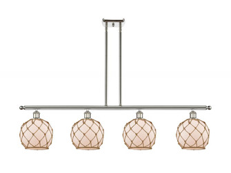 Farmhouse Rope - 4 Light - 48 inch - Polished Nickel - Stem hung - Island Light (3442|516-4I-PN-G121-8RB-LED)
