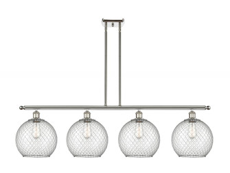 Farmhouse Chicken Wire - 4 Light - 48 inch - Polished Nickel - Stem hung - Island Light (3442|516-4I-PN-G122-10CSN)