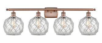 Farmhouse Rope - 4 Light - 38 inch - Antique Copper - Bath Vanity Light (3442|516-4W-AC-G122-8RW)