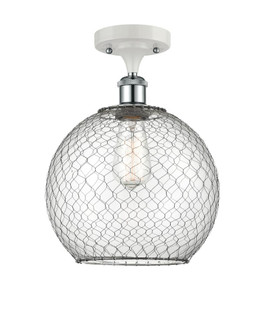 Farmhouse Chicken Wire - 1 Light - 10 inch - White Polished Chrome - Semi-Flush Mount (3442|516-1C-WPC-G122-10CBK-LED)