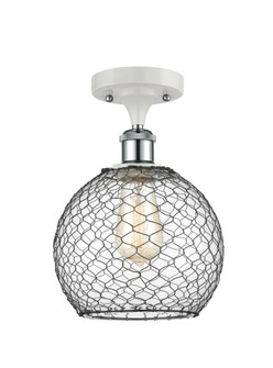 Farmhouse Chicken Wire - 1 Light - 8 inch - White Polished Chrome - Semi-Flush Mount (3442|516-1C-WPC-G122-8CBK-LED)