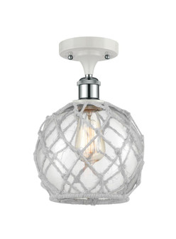 Farmhouse Rope - 1 Light - 8 inch - White Polished Chrome - Semi-Flush Mount (3442|516-1C-WPC-G122-8RW-LED)