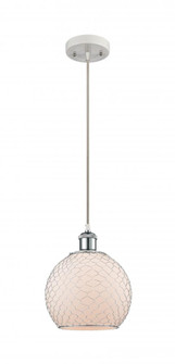 Farmhouse Chicken Wire - 1 Light - 8 inch - White Polished Chrome - Cord hung - Mini Pendant (3442|516-1P-WPC-G121-8CSN)