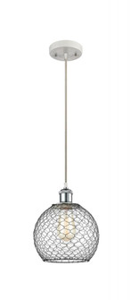 Farmhouse Chicken Wire - 1 Light - 8 inch - White Polished Chrome - Cord hung - Mini Pendant (3442|516-1P-WPC-G122-8CBK-LED)