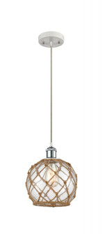 Farmhouse Rope - 1 Light - 8 inch - White Polished Chrome - Cord hung - Mini Pendant (3442|516-1P-WPC-G122-8RB-LED)