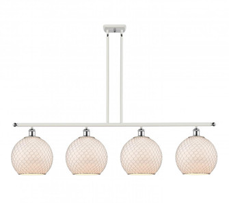 Farmhouse Chicken Wire - 4 Light - 48 inch - White Polished Chrome - Stem hung - Island Light (3442|516-4I-WPC-G121-10CSN)