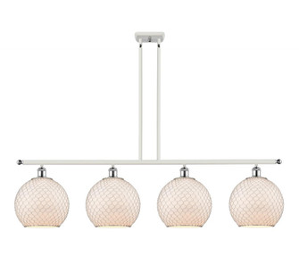 Farmhouse Chicken Wire - 4 Light - 48 inch - White Polished Chrome - Cord hung - Island Light (3442|516-4I-WPC-G121-10CSN-LED)