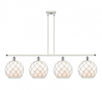 Farmhouse Rope - 4 Light - 48 inch - White Polished Chrome - Stem hung - Island Light (3442|516-4I-WPC-G121-10RW-LED)