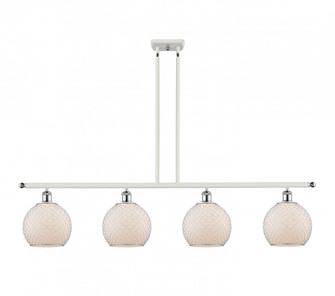 Farmhouse Chicken Wire - 4 Light - 48 inch - White Polished Chrome - Cord hung - Island Light (3442|516-4I-WPC-G121-8CSN)