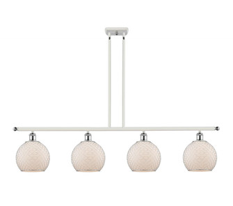 Farmhouse Chicken Wire - 4 Light - 48 inch - White Polished Chrome - Cord hung - Island Light (3442|516-4I-WPC-G121-8CSN-LED)