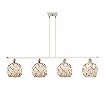 Farmhouse Rope - 4 Light - 48 inch - White Polished Chrome - Stem hung - Island Light (3442|516-4I-WPC-G121-8RB-LED)