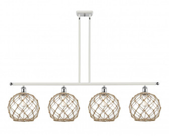 Farmhouse Rope - 4 Light - 48 inch - White Polished Chrome - Stem hung - Island Light (3442|516-4I-WPC-G122-10RB-LED)