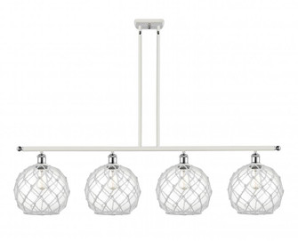 Farmhouse Rope - 4 Light - 48 inch - White Polished Chrome - Stem hung - Island Light (3442|516-4I-WPC-G122-10RW)