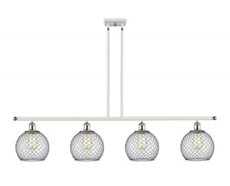 Farmhouse Chicken Wire - 4 Light - 48 inch - White Polished Chrome - Cord hung - Island Light (3442|516-4I-WPC-G122-8CBK)