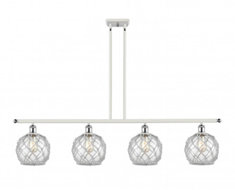 Farmhouse Rope - 4 Light - 48 inch - White Polished Chrome - Stem hung - Island Light (3442|516-4I-WPC-G122-8RW)