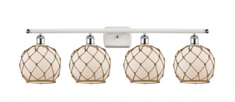 Farmhouse Rope - 4 Light - 38 inch - White Polished Chrome - Bath Vanity Light (3442|516-4W-WPC-G121-8RB-LED)