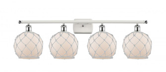 Farmhouse Rope - 4 Light - 38 inch - White Polished Chrome - Bath Vanity Light (3442|516-4W-WPC-G121-8RW)
