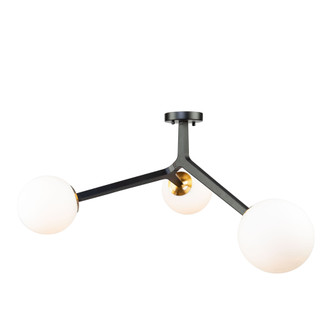 Ravello 3 Light Semi-Flush Mount (Black & Harvest Brass) (12|AC10973VB)