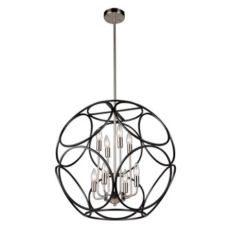 Sorrento 2 Tier 8 Light Chandelier (Matte Black & Satin Nickel) (12|AC11568NB)