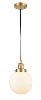 Beacon - 1 Light - 8 inch - Satin Gold - Cord hung - Mini Pendant (3442|201C-SG-G201-8-LED)