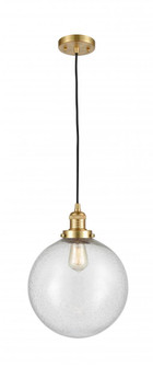 Beacon - 1 Light - 12 inch - Satin Gold - Cord hung - Mini Pendant (3442|201C-SG-G204-12-LED)