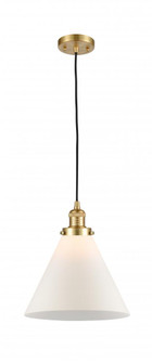 Cone - 1 Light - 12 inch - Satin Gold - Cord hung - Mini Pendant (3442|201C-SG-G41-L-LED)