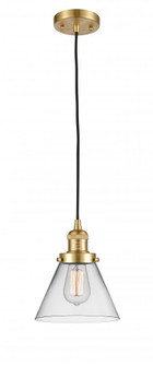 Cone - 1 Light - 8 inch - Satin Gold - Cord hung - Mini Pendant (3442|201C-SG-G42-LED)