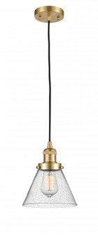 Cone - 1 Light - 8 inch - Satin Gold - Cord hung - Mini Pendant (3442|201C-SG-G44-LED)