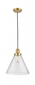 Cone - 1 Light - 12 inch - Satin Gold - Cord hung - Mini Pendant (3442|201C-SG-G44-L-LED)