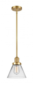 Cone - 1 Light - 8 inch - Satin Gold - Stem Hung - Mini Pendant (3442|201S-SG-G42-LED)