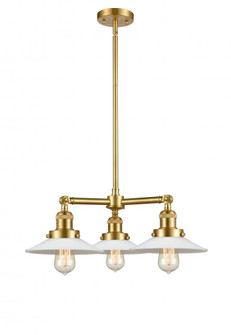 Halophane - 3 Light - 22 inch - Satin Gold - Stem Hung - Chandelier (3442|207-SG-G1-LED)