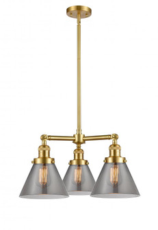 Cone - 3 Light - 22 inch - Satin Gold - Stem Hung - Chandelier (3442|207-SG-G43-LED)