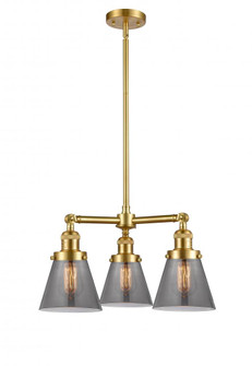 Cone - 3 Light - 19 inch - Satin Gold - Stem Hung - Chandelier (3442|207-SG-G63-LED)