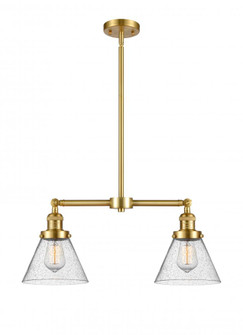 Cone - 2 Light - 21 inch - Satin Gold - Stem Hung - Adjustable Island Light (3442|209-SG-G44-LED)