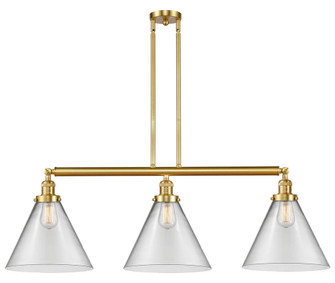 Cone - 3 Light - 44 inch - Satin Gold - Stem Hung - Adjustable Island Light (3442|213-SG-G42-L)