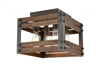 Austin - 4 Light - 9 inch - Aged Gun Metal - Flush Mount (3442|435-4F-AG-LED)