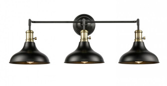 Metro - 3 Light - 37 inch - Black Antique Brass - Bath Vanity Light (3442|443SW-3W-BAB-M15BK)
