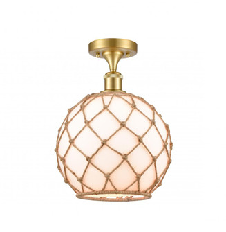 Farmhouse Rope - 1 Light - 10 inch - Satin Gold - Semi-Flush Mount (3442|516-1C-SG-G121-10RB-LED)