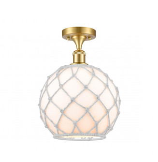 Farmhouse Rope - 1 Light - 10 inch - Satin Gold - Semi-Flush Mount (3442|516-1C-SG-G121-10RW)