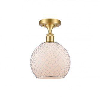 Farmhouse Chicken Wire - 1 Light - 8 inch - Satin Gold - Semi-Flush Mount (3442|516-1C-SG-G121-8CSN)