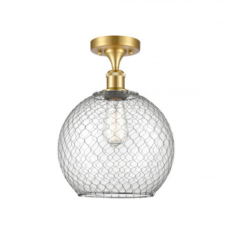 Farmhouse Chicken Wire - 1 Light - 10 inch - Satin Gold - Semi-Flush Mount (3442|516-1C-SG-G122-10CSN)