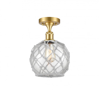 Farmhouse Rope - 1 Light - 8 inch - Satin Gold - Semi-Flush Mount (3442|516-1C-SG-G122-8RW)