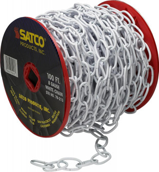 8 Gauge Chain; White Finish; 100 Feet To Reel; 1 Reel To Master; 35lbs Max (27|79/213)