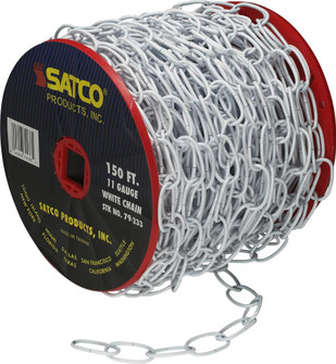 11 Gauge Chain; White Finish; 50 Yards (150 Feet) to Reel / 1 Reel to Master; 15lbs Max (27|79/233)