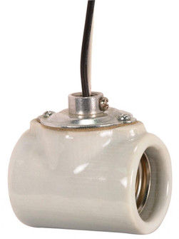 Twin Porcelain Socket With Flange Bushing Cap; 1/8 IPS; 9'' AWM B/W 150C; CSSNP Screw Shell; (27|80/1314)