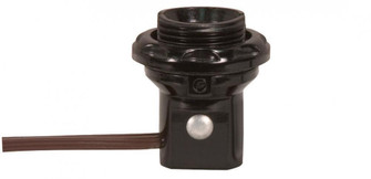 Phenolic Threaded Candelabra Socket With Leads / Rings; 1-1/4'' With Shoulder and Phenolic Ring; (27|80/1473)