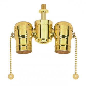 Medium Base Solid Brass Cluster Body; Polished Brass Finish; 1/8 IP Nipple And Locknut Top; 1/4 IP (27|80/1523)