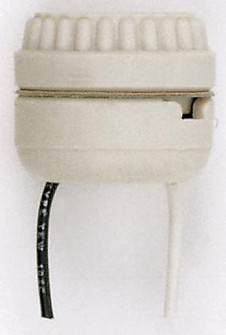 Two Piece Medium Base; Porcelain Sign Receptacle; 8'' AWM B/W Leads 105C; 1-1/2'' Height; (27|90/1111)