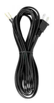 12 Foot 18/2 SPT-2 105C Cord Set; Black Finish; 72'' Hank; 150 Carton; Molded Polarized Plug; (27|90/1415)