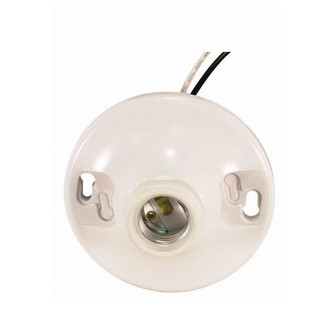 Keyless White Phenolic Ceiling Receptacle; 6'' AWM B/W Leads 105C; 4-1/2'' Diameter; 660W; (27|90/1502)